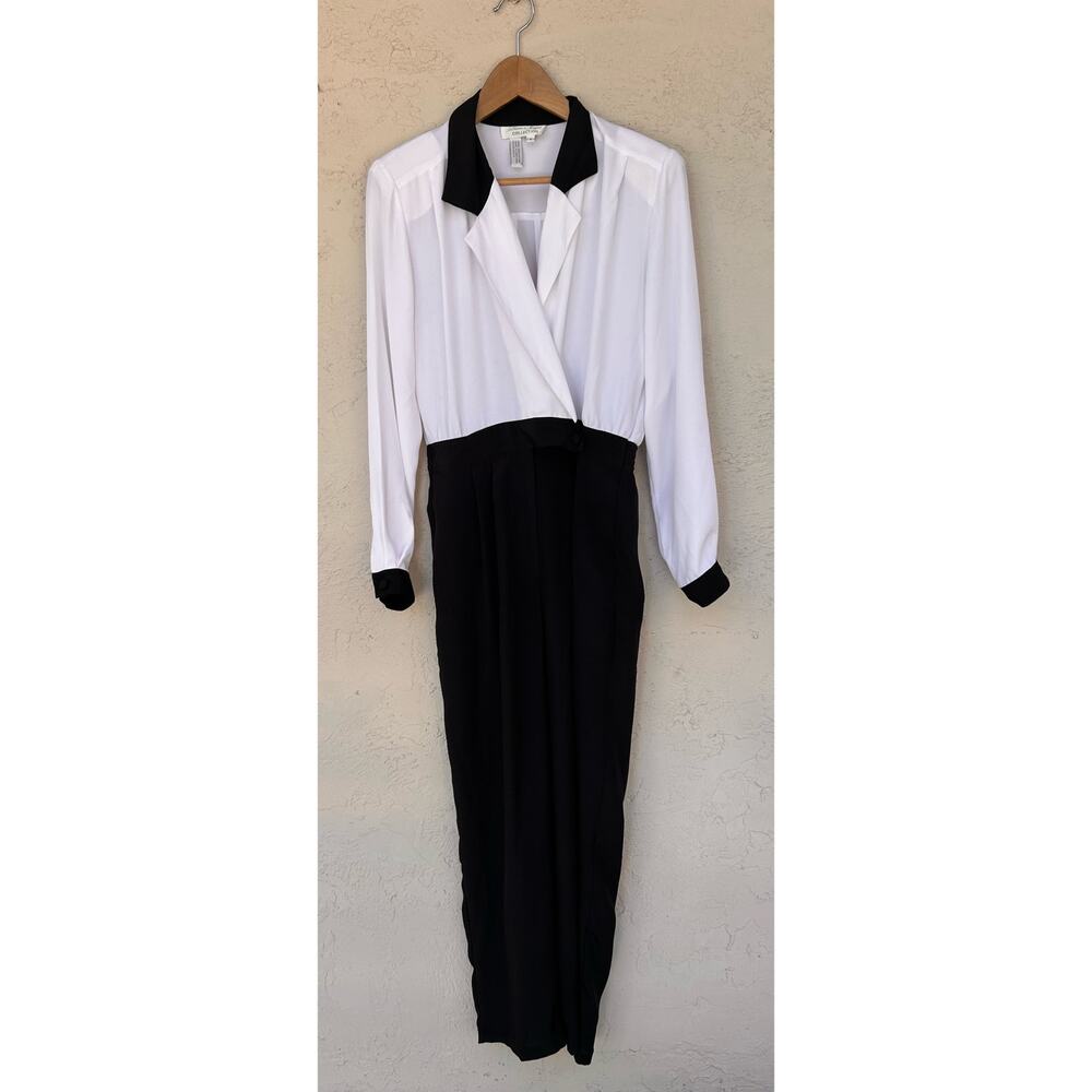 Vintage Laura & Jayne Black White Tuxedo Jumpsuit Size 6